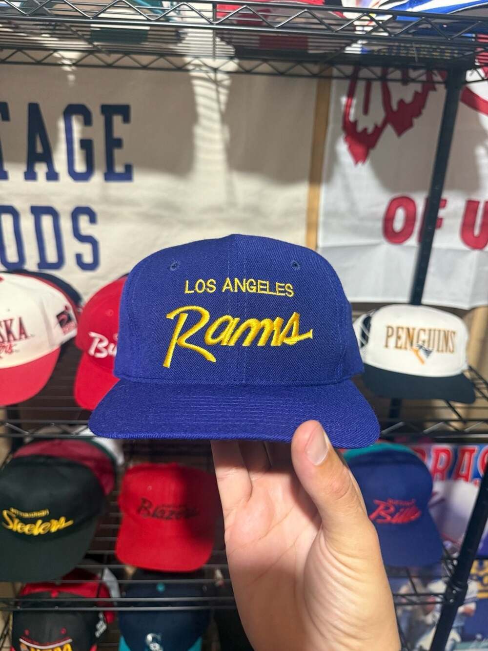 Vintage Sports Specialties Los Angeles Rams Script Snapback Hat